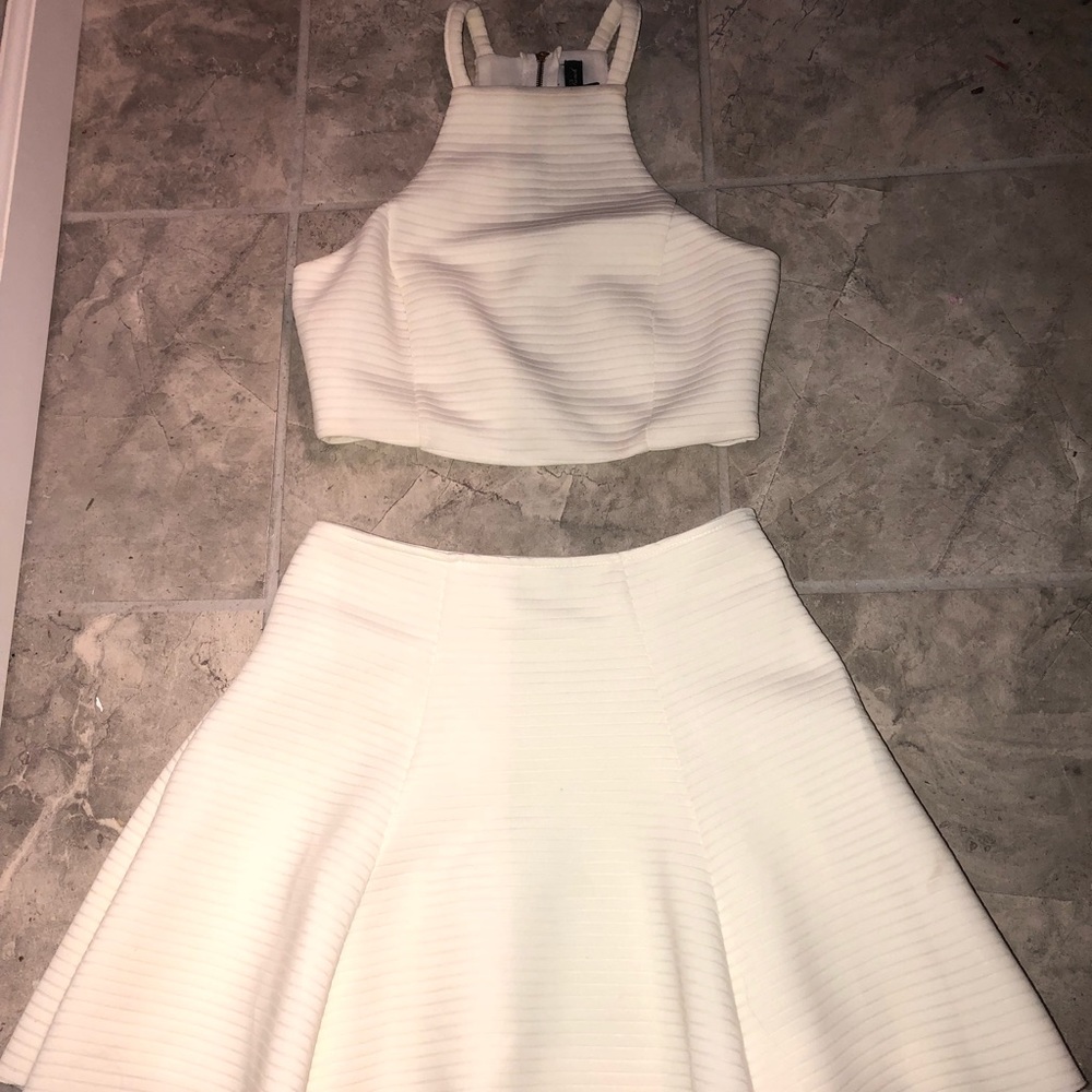 Crop top racer back and skater flare skirt outfit